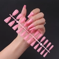 Unghie finte ballerina rosa lucide su striscia espositiva con finitura UV protettiva - Rosa (ZBLL-03)