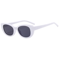 Retro white frame cat eye sunglasses for women with dark lenses and UV400 protection - Solid White Frame Gray Lens