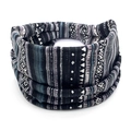Bohemian style elastic wide headband with blue and grey geometric ethnic patterns - 60-Tribal Geometric Loop
