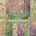 6x6 inch Dragonfly scrapbooking paper pad with 24 sheets of vintage 160gsm cardstock - R2504 24 Sheets