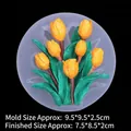 Tulip flower bouquet silicone mold for aromatherapy and fondant with size measurements - Style 1 Semi-transparent