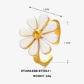 Goudkleurige roestvrijstalen ring met een verfijnd wit madeliefje bloemontwerp - Bloemenring / Wit