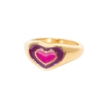 18K gold-plated heart ring with purple and pink enamel finish for women - US 7 / Purple Double Heart