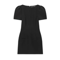 Modisches schwarzes Kurzarm-Minikleid mit Falten und dekorativen Taschen für Frauen - XS / Schwarz