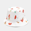 Detailed view of white cotton bucket hat featuring colorful mushroom pattern prints - M (56-58cm) / White Mushroom Print-Style 1 (1#色)