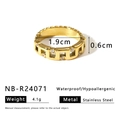 Detailed size chart for stainless steel gold hollow ring with pearl and zirconia - Gold Hollow Geometric Zirconia Ring (NB-R24071)