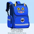 Navy blue large school backpack for kids featuring cartoon design and 41x27x14cm size - Large / Sky Blue