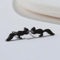 Macro shot of cute black squirrel stud earrings with a matte finish on white background - 511 Black (Squirrel)