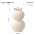 Nordic matte white ceramic vase in double sphere shape for minimalist home decor - Biscuit White - Style H