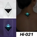 Luminous temporary tattoo Hi-021 with glowing moon and wave patterns for neck skin - Hi-021 (Geometric Waves)