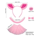 Set costume da maialino rosa con cerchietto orecchie, naso, papillon, coda e gonna in tulle - Set da 4 pezzi maiale rosa + Gonna Tutù con Stelle