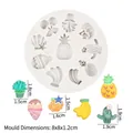 Stampo in silicone per mini ananas e cactus con campioni di dessert fai da te - 1# Serie Frutta (A834) / Grigio