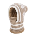 Winter camel knit hooded scarf hat with snowflake pattern and plush fleece lining - Khaki