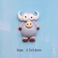 Flat back resin bull charm for DIY crafts and magnets, size 2.7x3.6cm with cute grey design - Mr. Buffalo