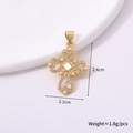 Detail view of a gold heart cross pendant with pearls and rhinestones 2.4cm size - Cross Style D