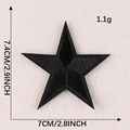 Embroidered black star patch with detailed sewing texture for clothing and hats - Large Black Five-Pointed Star (G1L-A-4-7 Iron-On)