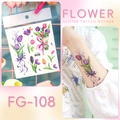 Glitter tulip tattoo sticker FG-108 featuring purple and pink floral patterns for arms - FG-108 (Purple Tulip)