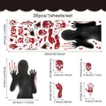 Halloween Fensteraufkleber Set mit Blut-Handabdrücken, Geistern und Totenköpfen 90x30cm - Blut-Totenkopf-Set (UV24Y12307S_R) / 90x30cm