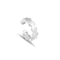 Minimalistische S925 Silber Ohrmanschette im Wabendesign mit C-Form Verstellung - Weißgold (Einzelstück)