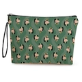 Groene make-uptas met eenhoornpatroon, zwarte rits en handvat voor draagbare opslag - 17x25cm (Met Band) / Groene Eenhoorn Stijl