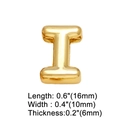 Detailed view of gold letter I jewelry charm with 16mm height and 10mm width dimensions - Gold I