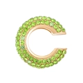 Chic gold C-shaped ear cuff with sparkling lime green crystal pavé settings - Outer Diameter 1.9cm / KC Gold - Green (X122)