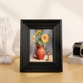 French vintage black photo frame with sunflower painting and elegant beaded texture - Vintage Black / Square 4 Inch