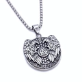 Viking Valknut pendant necklace in silver stainless steel featuring ravens and rune circle - Style B Double Raven Pendant With 60CM Chain