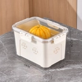Cream white PET food storage container with lid, measuring 24cm x 17cm x 14.2cm - PET High Drainage Box