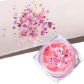Sparkly pink and yellow glitter body gel in a clear jar with star and heart sequins - Phantom Pink