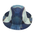 Cappello fedora in denim per bambini con motivi geometrici blu e bianchi - Taglia Bambini / Blu Reale