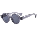 Lunettes de soleil punk rondes classiques avec monture gris foncé et rivets argentés - Monture Grise / Verres Gris-Noir