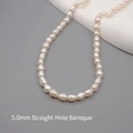 5.0mm baroque freshwater pearl necklace with mini cream white beads and straight hole design - Straight-hole Baroque Pearl