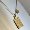 Golden Libra zodiac square pendant necklace made of stainless steel for women - Libra