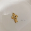 Detailed view of a gold hollow cross pendant showing 1.45 by 2.4 cm dimensions - S21 Hollow Cross