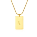 Gold stainless steel Leo zodiac square pendant necklace with sleek snake chain link - Leo