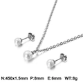 Parure en perles argentées comprenant un collier de 450mm et des boucles d'oreilles de 6mm - Ensemble Pendentif 8mm Boucles d'oreilles 6mm Argent (KS115065-Z)