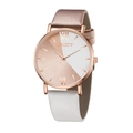 Gaiety women's quartz watch featuring rose gold and white two-tone leather strap and dial - Rose Gold + White + Roman Dial