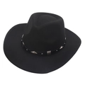 Detail of black wool felt western cowboy hat with silver studs and diamond metal ornaments - Adult(56-60cm) / Black