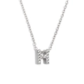 Collana in argento con pendente lettera H e cristalli su catena a maglie fini - Colore Acciaio-Lettera H