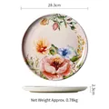 9 inch American ceramic plate with hand-painted red flowers and blue accents - Vintage Flower (11 Inch)