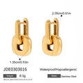 Detailed size and weight dimensions of gold chunky oval link stainless steel earrings - Gold (JDE0303016)