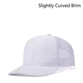 Minimalist white mesh trucker hat with curved brim and breathable rear panel - Adjustable / White + White Mesh