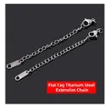 Silver tone titanium steel extension chain with lobster clasp and S.steel tag - Long Plate Style Extension Chain (Silver)