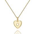 Vintage 18K gold-plated heart necklace with sunburst texture and cutout pendant - Hollow Double Heart Sunburst