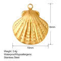 Gold stainless steel seashell pendant charm 18x15mm for DIY jewelry making - Shell 2 (SS0012)