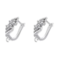 Detail of silver U-shaped hoop earrings with shimmering cubic zirconia micro-pave setting - White Gold