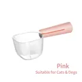 Pink and clear pet food scoop with scale markings for precise cat and dog feeding - Pink with Scale Measuring