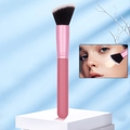 Angled foundation brush with pink handle for seamless makeup application and contouring - Angled Foundation Brush / Small / Pink