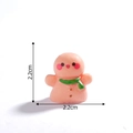 Miniature pink gingerbread man figurine with green scarf for Christmas DIY crafts - 7# Scarf